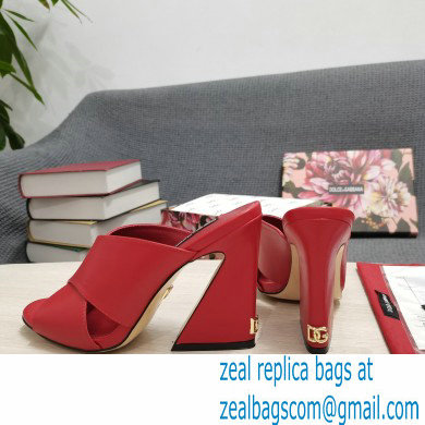 Dolce & Gabbana Heel 11cm Mules Calfskin Red with Geometric Heel 2022
